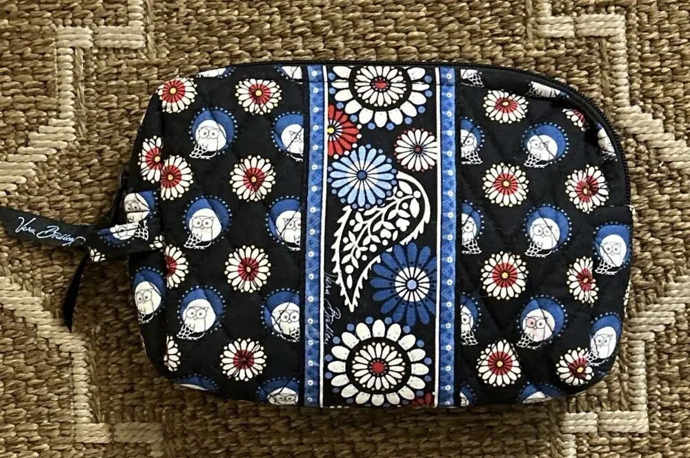 Vera Bradley Cosmetic Bag, Night Owl Pattern, Pre-Owned, Excellent